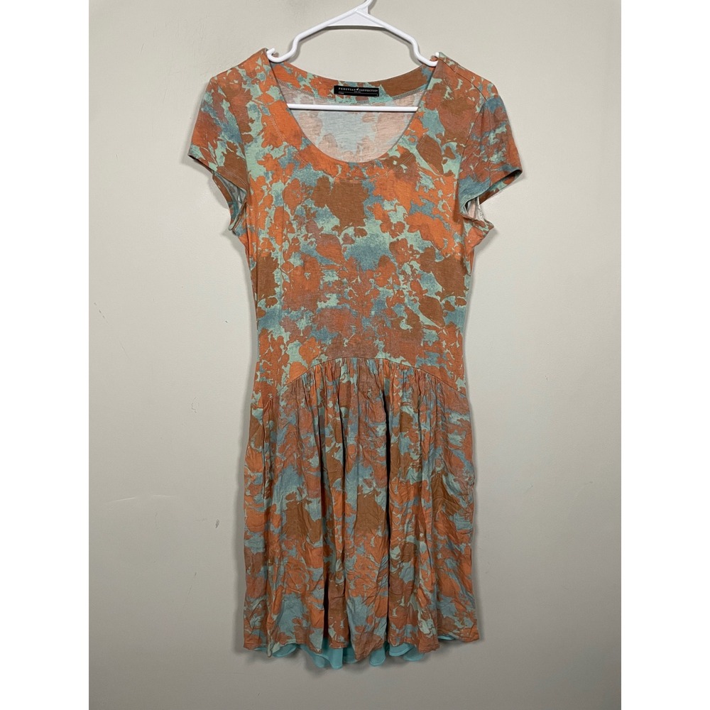 Peruvian Connection Aguirre Floral Print Dress‎ Size Small Orange Blue Boho Fall